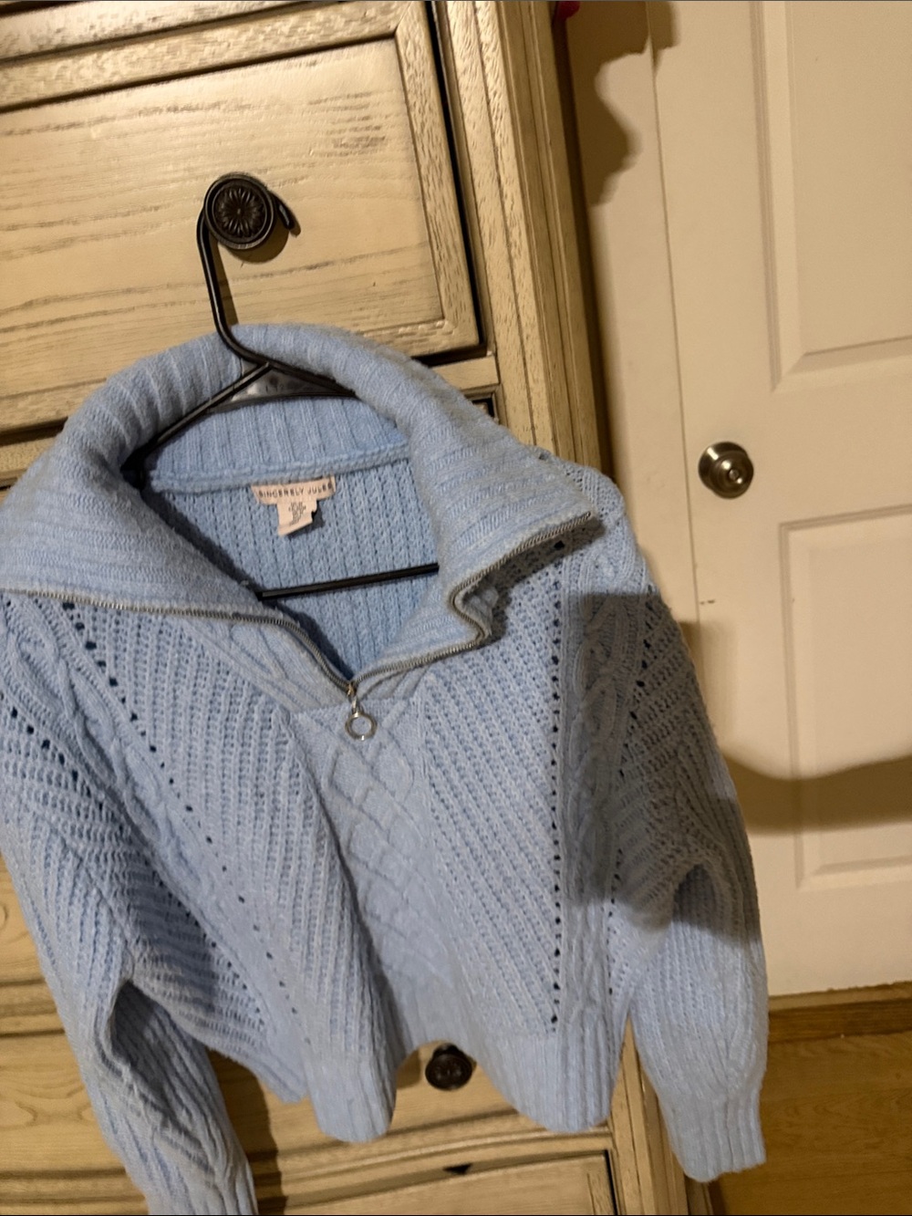 Light Blue Knit Quarter-Zip Sweater - Women